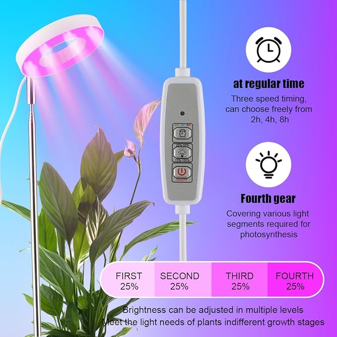 2 Pack 11 Inch Plant Pots with LED Grow LightsIndoor Flower Pots with Full Spectrum Dimmable LightsDrainage Holes &amp PlugSoil Moisture Meter IncludedModern Planters for Home Office