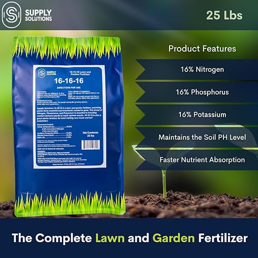 Supply Solutions 16-16-16 Complete Lawn &amp Garden All Purpose Granular Fertilizer - The Ultimate Plant Food for Lush Greenery &amp Vibrant Blooms - for All Plants Vegetables Fruits and Berries