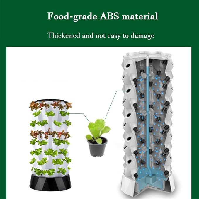 Large Capacity Hydrophonic Planter Grower Vertical Hydroponic System with LED Grow Light Food Grade ABS Material for Fruits Vegetables(10 Layers)