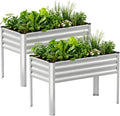 COMHOMA 2 Pack Raised Garden Bed with Legs 4x2x2.5ftLarge Elevated Galvanized Metal Planter Box with Drainage HolesOutdoor Growing Kit with Gloves Tools for Backyard Patio LawnSliver