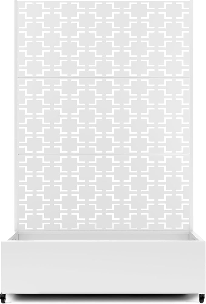 Raised Garden Bed with Trellis and Wheels73x47x16 Metal Raised Garden BedWhite Squared Metal Planter with Climbing Trellis for Vines &amp Vegetables