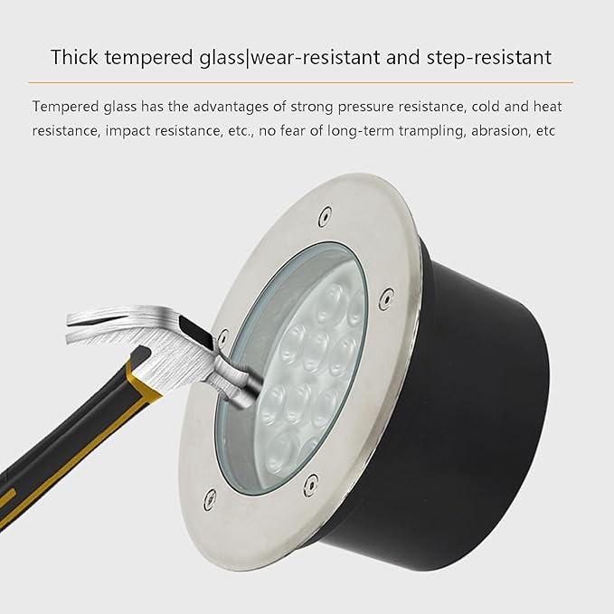 Outdoor Buried Lights - Ground Led Landscape Lamp Ip66 Waterproof Recessed Led Spotlight Led Well Lights Round Stainless Steel Garden Lawn Light for Patio Path Dri-Warm Light-9 W
