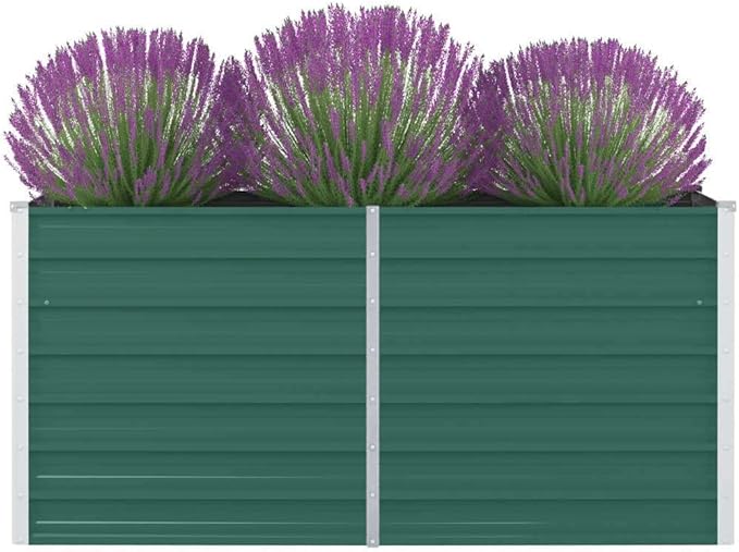 Outdoor Garden Raised Bed Galvanized Steel Metal Outdoor Garden Raised Planter Box for Flowers Vegetables Fruits Herbs Green 63x31.5x30.3
