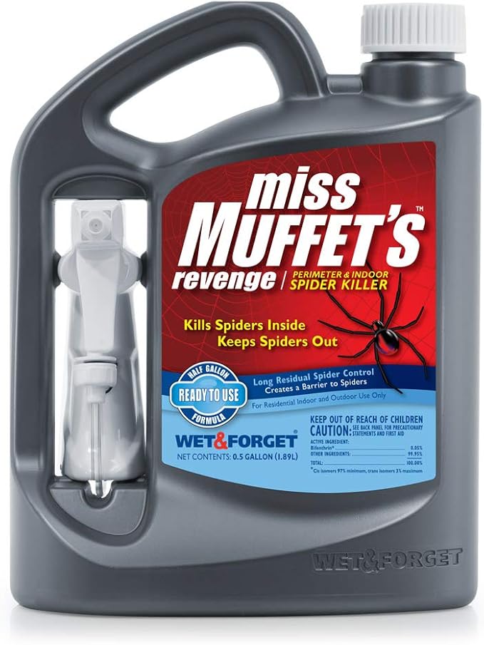 Wet &amp Forget Miss Muffet's Revenge Spider Killer Indoor and Outdoor Spider Control 64 OZ. Ready to Use Gray Bottle (803064)