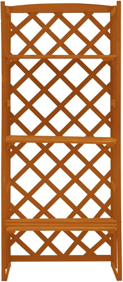 Wooden Garden Planter with Trellis Lattice Panels Freestanding Acacia Wood Plant Raised Bed Raised Bed for Outdoor Climbing Planting Yard Patio Decoration Orange 23.6x11.8x55.1