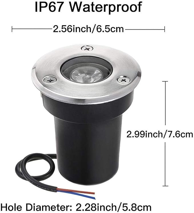 6 Pack 1W Ground Spotlights - Outdoor LED Flood Light IP67 Waterproof Outdoor Buried Lights Recessed LED Spot Lights for Paving Patio Step Garden Lawn Landscape LigGreen-(1W)
