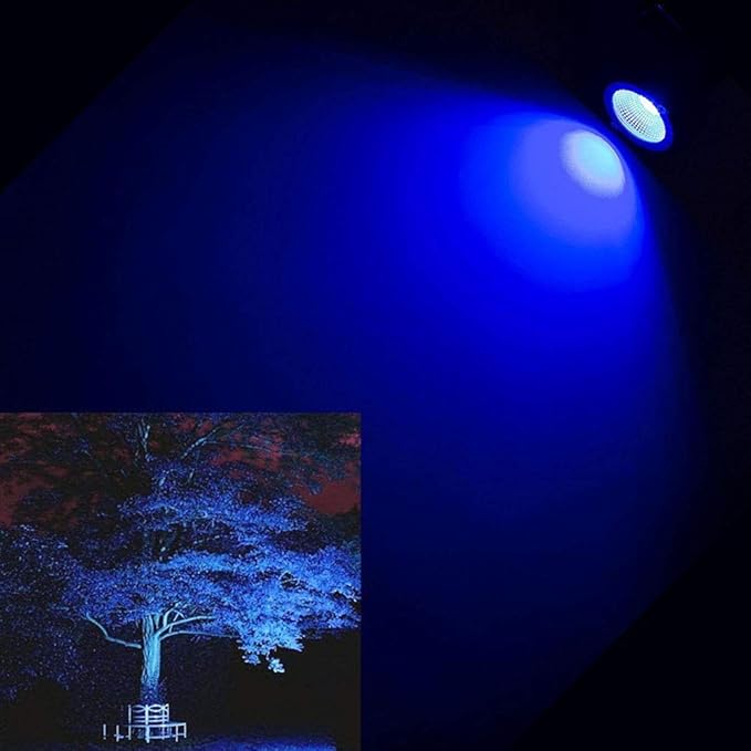 Youngine Pack of 2 12V Low Voltage LED Landscape Lights Waterproof Outdoor Walls Trees Flags Spotlights 5W COB Garden Yard Path Lawn Light with Spike Stand (Blue)NO Plug