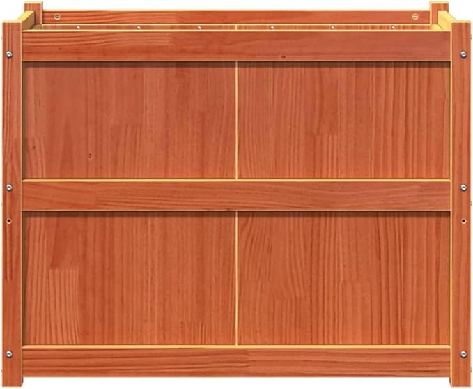 Solid Pine Wood Garden Planter Wax Brown 35.4x19.7x27.6 Raised Garden Bed for Outdoor Plants Patio Balcony