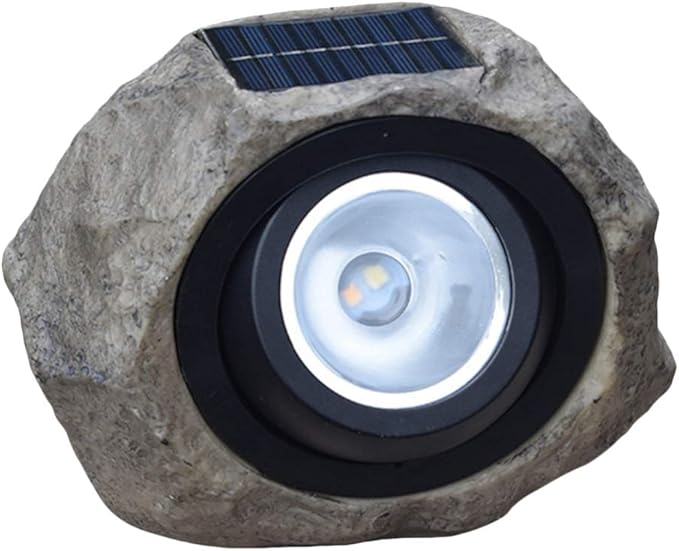 Uonlytech 1pc Solar Stone Spotlight Brightness Outdoor Decorative Lamp for Lawn Garden Patio Imitated Warm Light Options