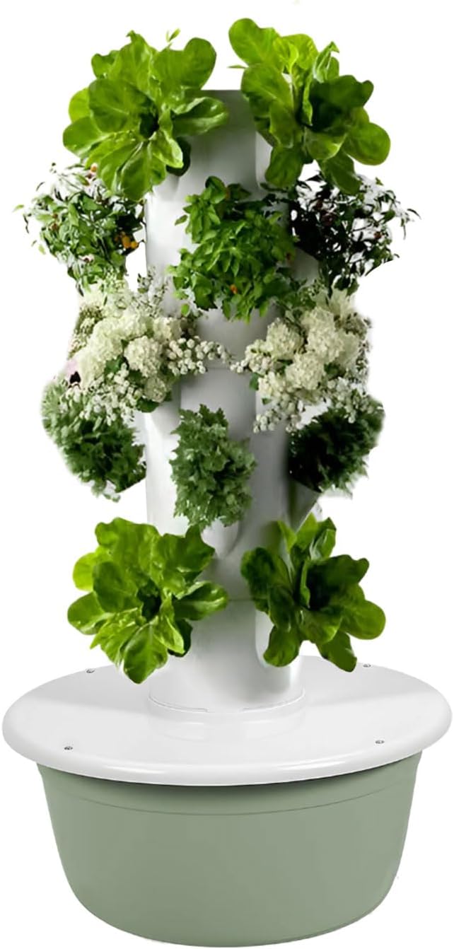 AIZYR Hydroponic Tower Vertical Planter Tower with Hydrating Pump Hydroponics Growing System Kit Gardening Planter for Strawberries Flowers Vegetables5 Layer