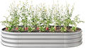 LICOME Large Raised Garden Bed Galvanized Metal Planter Box Outdoor 70.8 x 35.4 Oval Garden Beds Easy Assembly Raised Beds for Gardening (Silver + 88.99 x 44.68 x 11.42 inches)