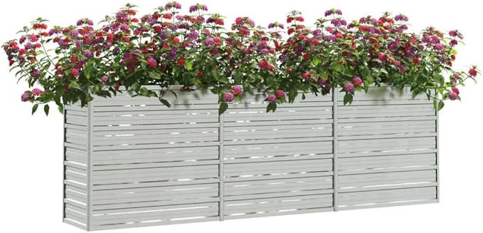 Decorative Planters Metal Garden Raised beds Outdoor Planter Boxes for Growing Vegetables Flowers Herbs and Succulents 94.5x15.7x30.3 Galvanized Steel Silver