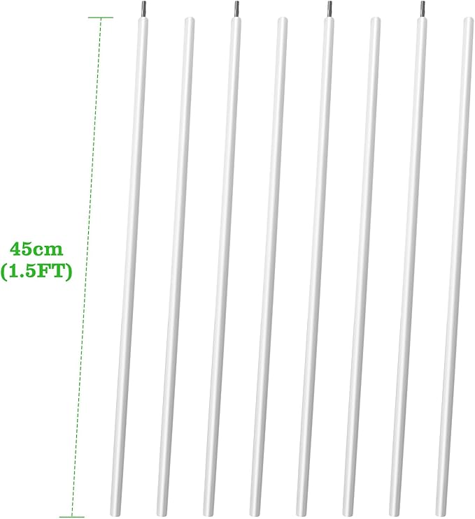 ANLEOLIFE 8-Pack 18 Inch Raised Garden Bed Support Rods Heavy-Duty Stabilizer Bracing Kit with Connector Studs &amp Screws for Metal Garden Bed Reinforcement Antique White