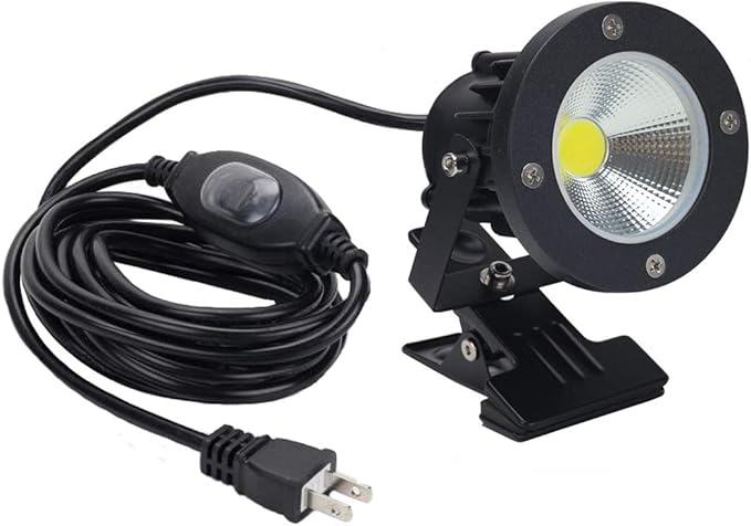 Kiven LED Indoor/Outdoor Waterproof Spotlight for Plants &amp Accent Lighting - 9.84 FT Plug-in Cord with Clip Light for Potted Plants Home &amp Living Room (5W Cool White)