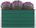 YAFF Raised Garden Bed Outdoor Square Metal Raised Bed Interior Support Brackets &amp Foldable Safety Edge Galvanized Steel Planter Box 39.4x39.4x17.7-Green