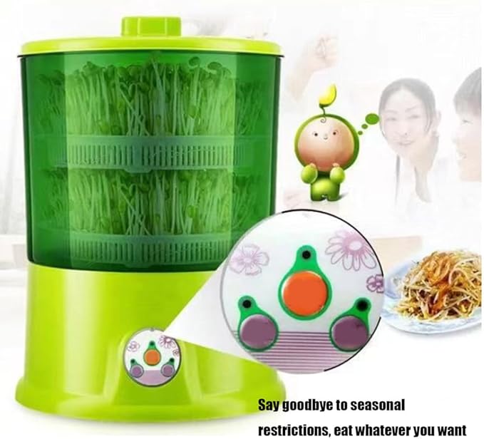 Household Intelligent Fully Automatic Small Sprouter with 360° Sprinkler &amp 3 Seasonal Modes for Radish Wheatgrass Broccoli Sprouts