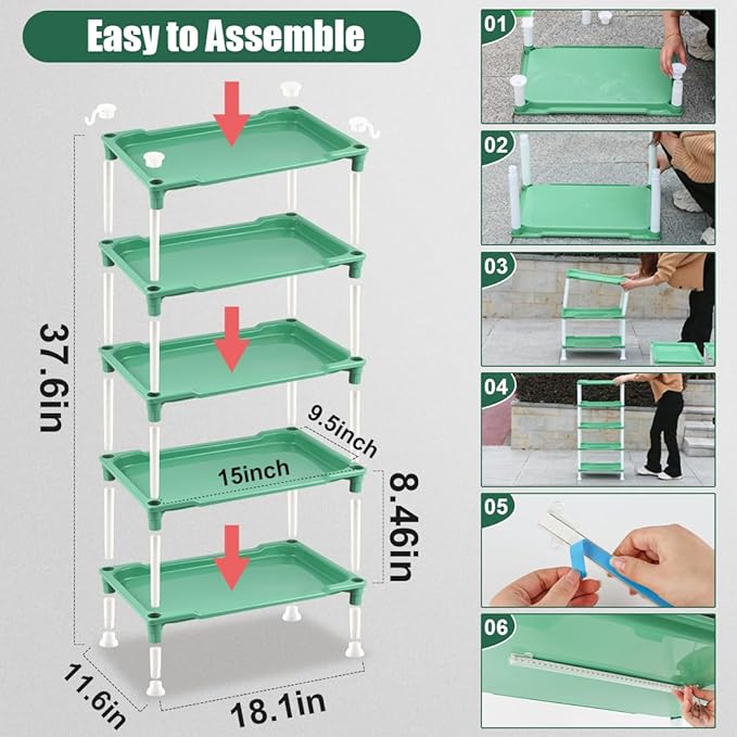 5-Tier Seed Starter Tray Plant Stand with Grow Lights Full Spectrum Sunlike Plant Light for Indoor/Greenhouse Small Plant Pots Cell Trays Succulents Seedlings Gardening