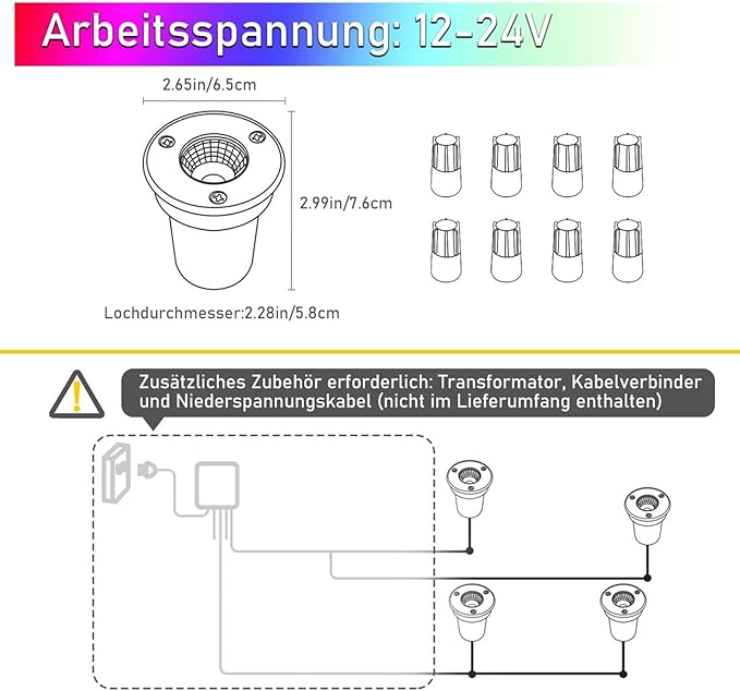 6Pcs Stainless Steel Recessed LED Spotlights 3W Outdoor Floor Lamps Suitable for Gardens and Patios
