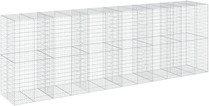 Gabion Basket with Cover 236.2 x 39.4 x 78.7 Galvanized Iron Raised Garden Bed Outdoor Planter Elevated Garden Bed Metal Raised Bed for Landscaping and Decorative Features