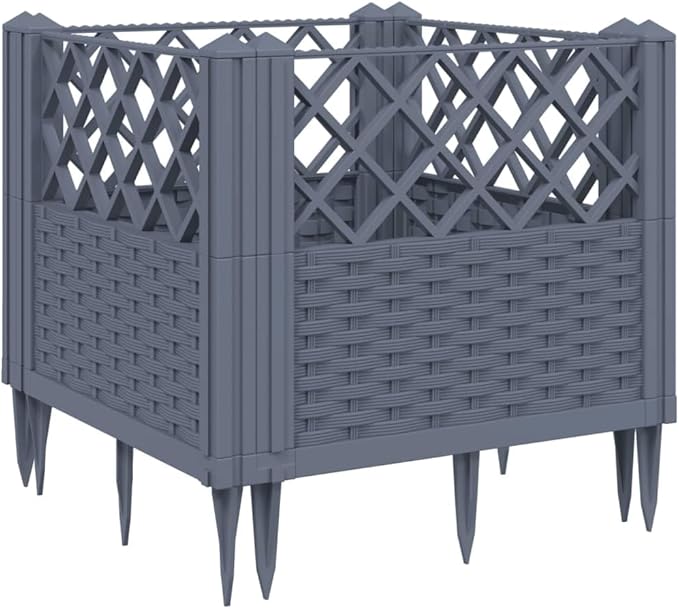Garden Planter with Pegs Garden beds Outdoor Garden Raised Beds Standing planters Planter Boxes Suitable for Courtyard Orchard Corridor Nursery Blue Gray 17.1x17.1x17.1 PP