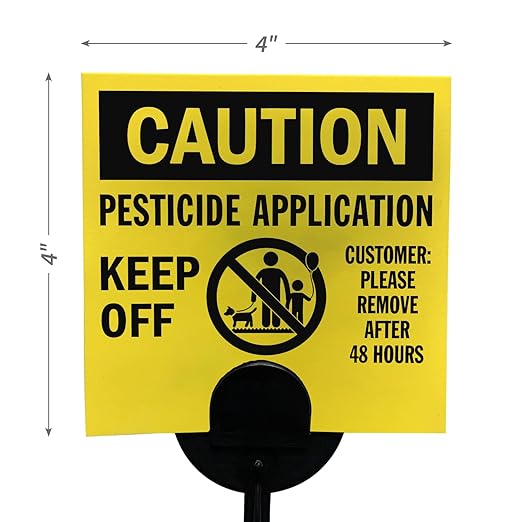 SmartSign (20-Pack) Caution Pesticide Application Keep Off Yard Sign with Stake 16 mil HDPE Plastic Black/Yellow 4x4 Lawn Sign + 16 Stake Kits Made in USA