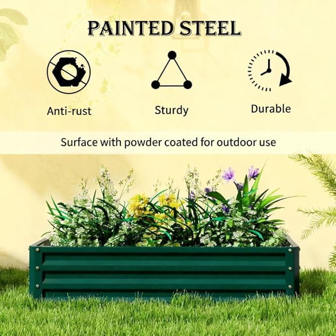 Metal Planter BoxGalvanized Raised Garden Bedfor Growing VegetablesFlowersHerbsSucculents
