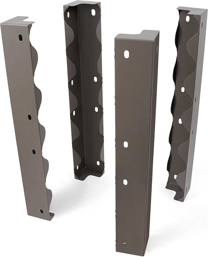 ANLEOLIFE 4-Pack Raised Garden Bed Corner Brackets 1.5ft Tall Heavy-Duty Galvanized Steel Reinforcement Plates for Strengthening Metal Garden Beds Quartz Grey