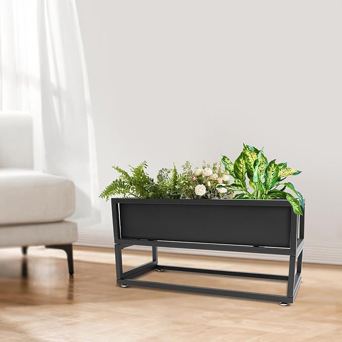 Standing Planter Box 14 Inch Outdoor/Indoor Metal Planter Box Elevated Garden Box Raised Garden Bed for Vegetable Flower Herb Fruit