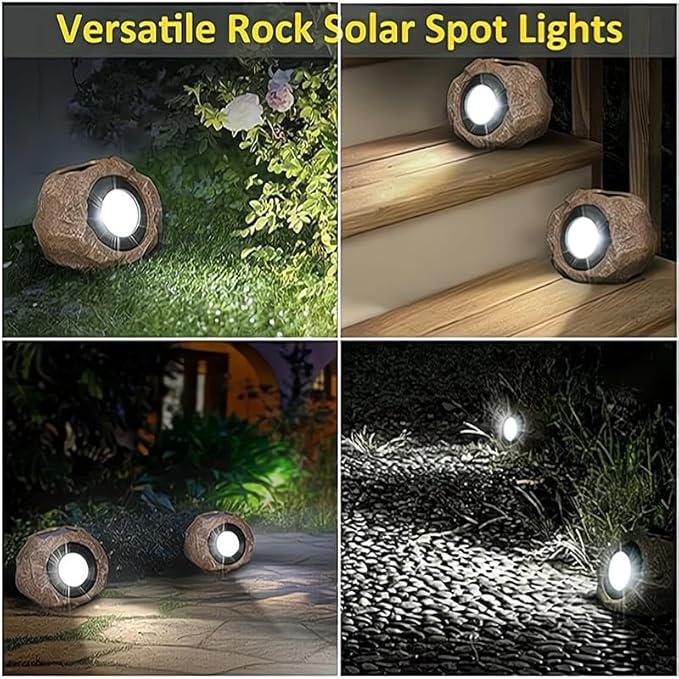 1/2/4 Solar Rock Lights Outdoor – IP65 Waterproof Solar Spot Lights for Yard Path &amp Landscape – Auto On/Off for GardenSidewalks Patios &amp Outdoor Decor (4)