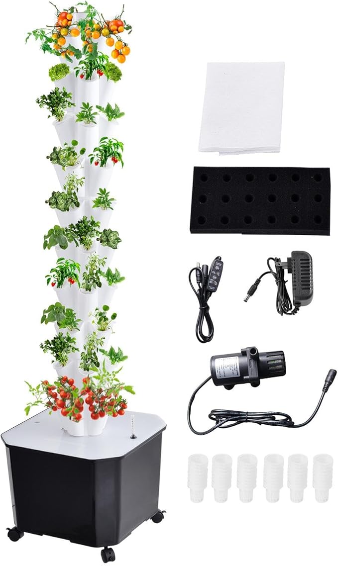 10-Layer 50 Trays Hydroponics Growing System with Timer and 4 Wheels Upgraded 50L Water Tank Capacity Multifunctional Indoor Garden Planter Kit for Leafy Vegetables