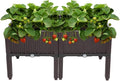 VINGLI Square Raised Garden Bed Self-Watering Plastic Planter for Indoor Outdoor Vegetables Fruits Potato Flowers All Weather (2 Pcs)