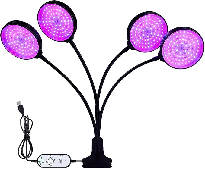 ZJchao LED Grow Light Full Spectrum Adjustable Gooseneck Plant Growing Lamp with Blue Red Light 4/8/12H Timer 5 Brightness Levels USB for Indoor Plants Seedlings Hydroponics (Type 4)