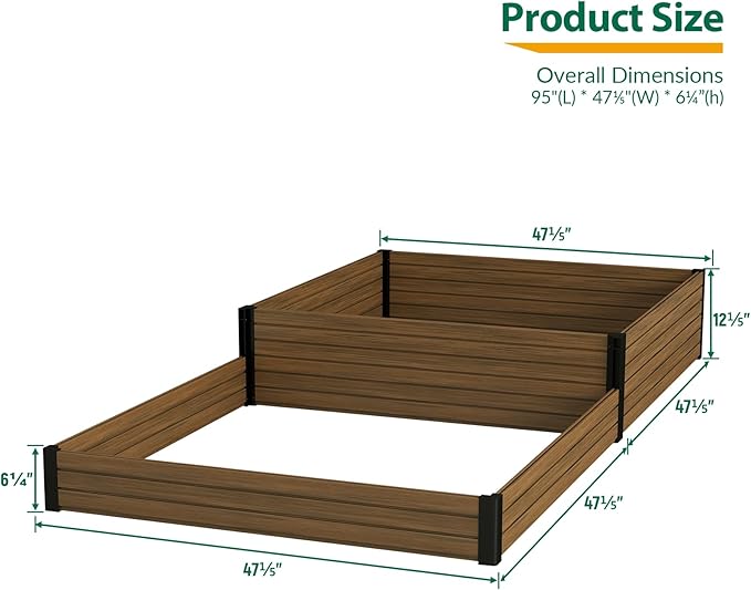 Composite Garden Planter Box with Open Base - Outdoor Raised Bed for Vegetables Flowers and Herbs Durable Eco Friendly Easy to Assemble Low Maintenance