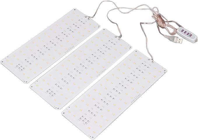 Focket LED Plant Grow Light Full Spectrum Adjustable Brightness with 8H 12H 16H Timer for Greenhouses Bookcases Cabinets (3 Head)