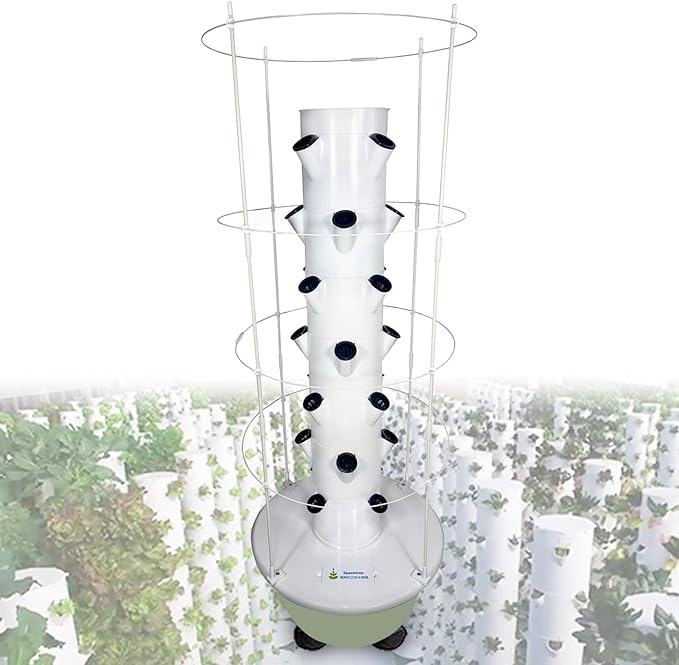 Hydroponics Tower Garden Hydroponic Growing System Aeroponics Growing Kit with Hydrating Pump Controllerfor Herbs Fruits and Vegetables C(28Pots)