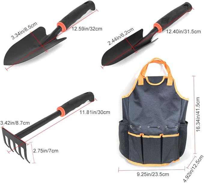 Unusual Gardening Gifts Garden Tool Set 4 Piece Heavy Duty Gardening Tools Set Hand Garden Tool Kit with Large Storage Tote Bag Outdoor Tool Kits for The Gardener Women Men