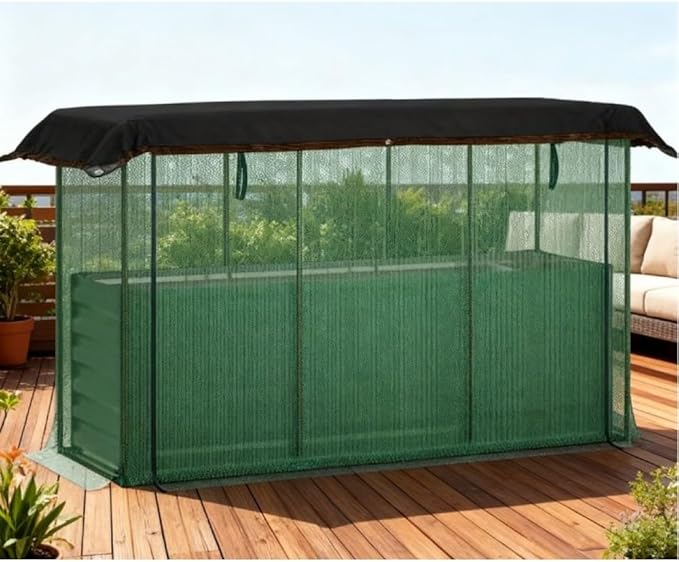 Heavy-Duty Galvanized Steel Raised Garden Bed Kit with Assembly Tools Sturdy Planter Box for Vegetables Flowers and Herbs (Green + HDPE + Steel-1)