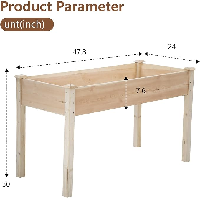 PayLessHere Wooden Garden Bed Raised Planter Box Outdoor Patio Gardening Planter and Indoor Elevated Garden Grow Box for Vegetable Flower