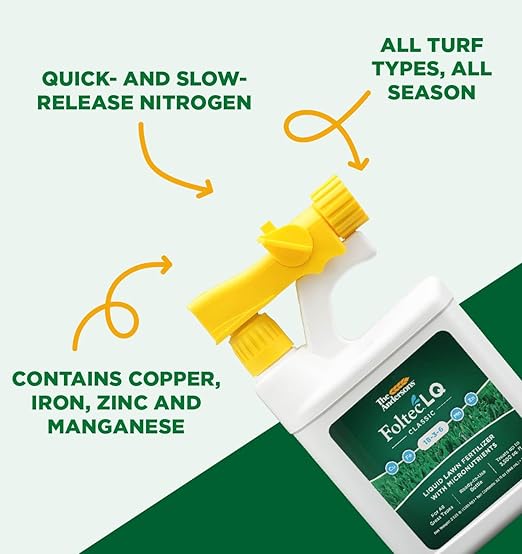 The Andersons Foltec LQ Classic 18-3-6 Liquid Lawn Fertilizer with Micronutrients Copper Iron Manganese and Zinc - Treats up to 3500 sq ft (32 fl oz)