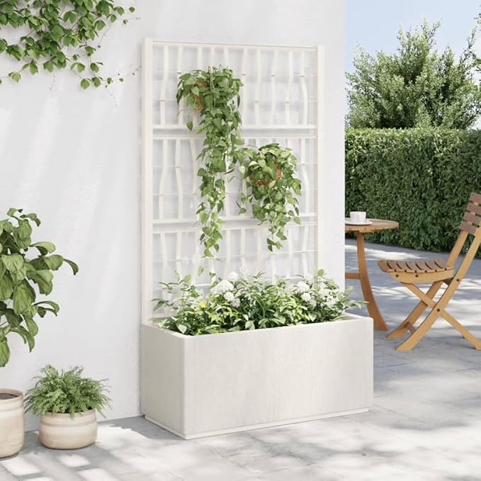 Garden Planter White Galvanized Retaining Wall with Fence Raised Steel Bed for Landscape Patio Welded Wire Cages