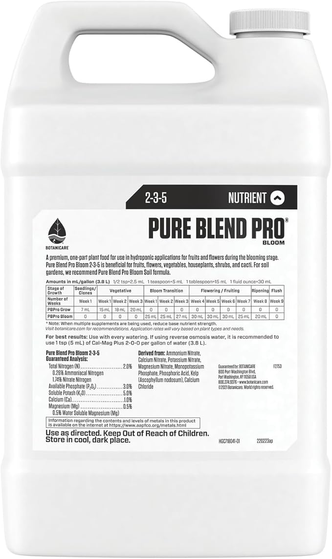 Botanicare Pure Blend Pro Bloom Nutrient for Fruit and Flowers 2-3-5 1 gal.