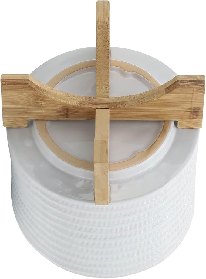 8 Textured Planter W Stand White