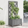 Grey Wooden Planter Box with Trellis 11.8x15.7x35.4 Solid Fir Raised Bed for Outdoor Patio Balcony Garden Boxes Flower Tomato Herb Plants