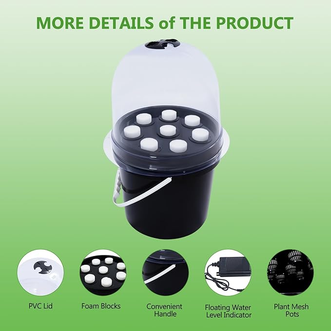 Hydroponics Seedling Cloning System Kit 8 Holes Cloning System Aeroponic Propagation Kit Fog Seedling Box Soilless Hydroponic Equipment for Indoor Outdoor Garden Vegetables