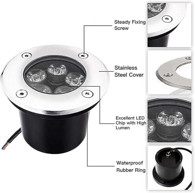 LED Recessed Spotlight - IP67 Waterproof Outdoor Recessed Lighting for Garden Patio Street Outdoor Terrace