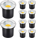 10 Pack Low Voltage Landscape Well Lights Outdoor COB Ground Lights IP66 Waterproof AC12/24V LED Underground Light for Bridge Garden Driveway Deck Patio Yard Embedded Spotlight