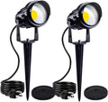 HANNAHONG 5W AC120V Landscape Up Down Spot-Light with Spiked Stand and Base COB LED for Lawn Garden DecorativeYard Step Wall Outdoor Lighting Lamp5 Ft Cable with PlugWaterproof(2PACK)