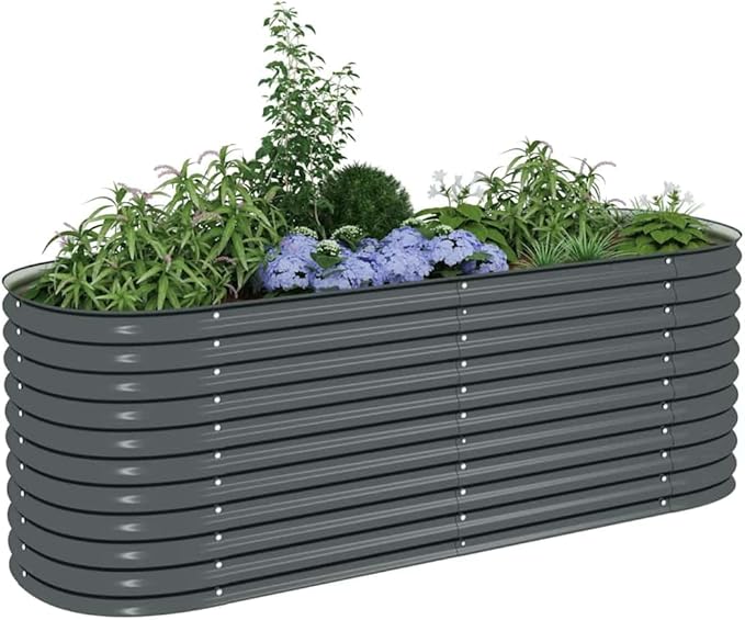 Garden Raised Bed 94.5x31.5x31.9 Galvanized Steel Large Metal Planter Box for Outdoor Flower Vegetable Herb Planting &amp Gardening