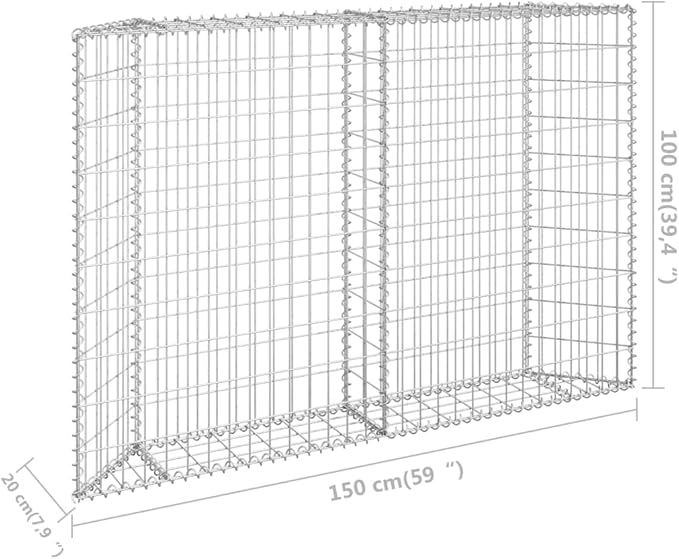 Trapezium Gabion Raised Bed Patio planters Standing Planter Raised Flower Bed Garden beds Outdoor Suitable for Arboretum Orchard Nursery Corridor Galvanized Steel 59.1x7.9x39.4