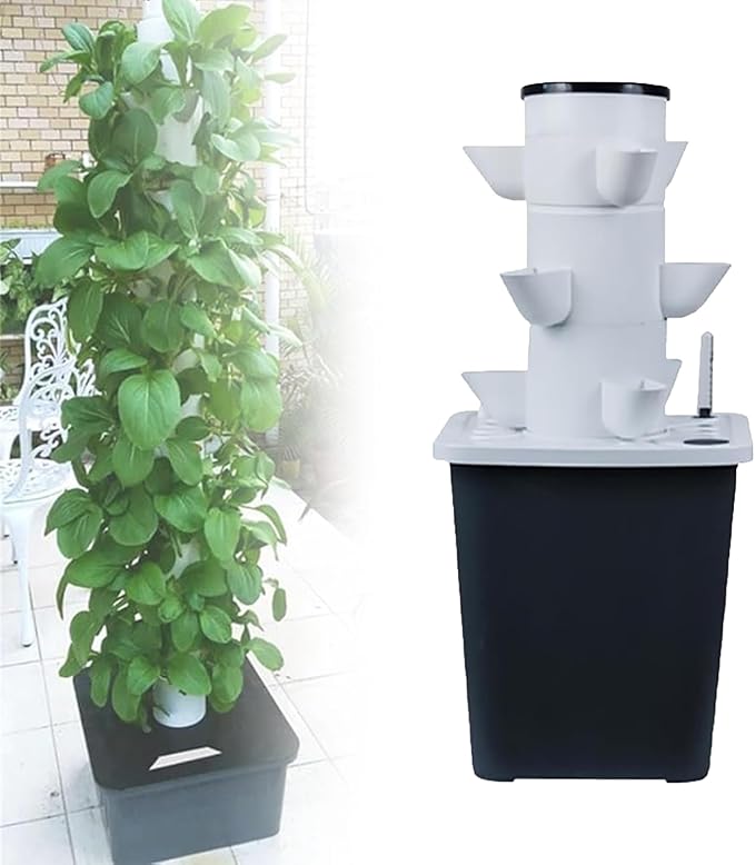 Hydroponics Growing System Vertical TowerHydroponic Vertical Tower 2/3/4/5/6 -Story 10/15/20/25/30-hole hydroponic Tower hydroponic Planting System for Gardening Lover (3 layers/15 Holes)